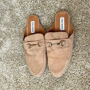 Steve Madden Womens KANDI CAMEL SUEDE Backless Loafer in Tan US SIZE 10m